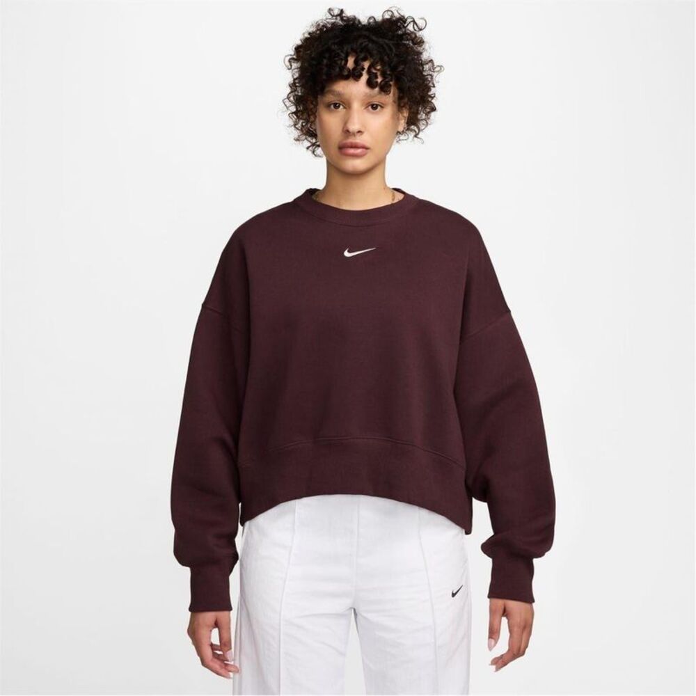 Nike Womens/Ladies Phoenix Fleece Crew Neck Oversized Sweatshirt / Burgundy